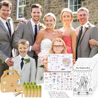 Herefun Hochzeitsmalbuch Kinder 10er Set Buntstifte Aufkleber
