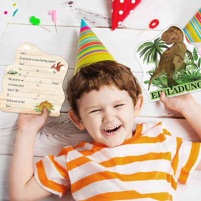 12x Dino Einladungskarten Kindergeburtstag Dinosaurier Party Einladungen Jungen
