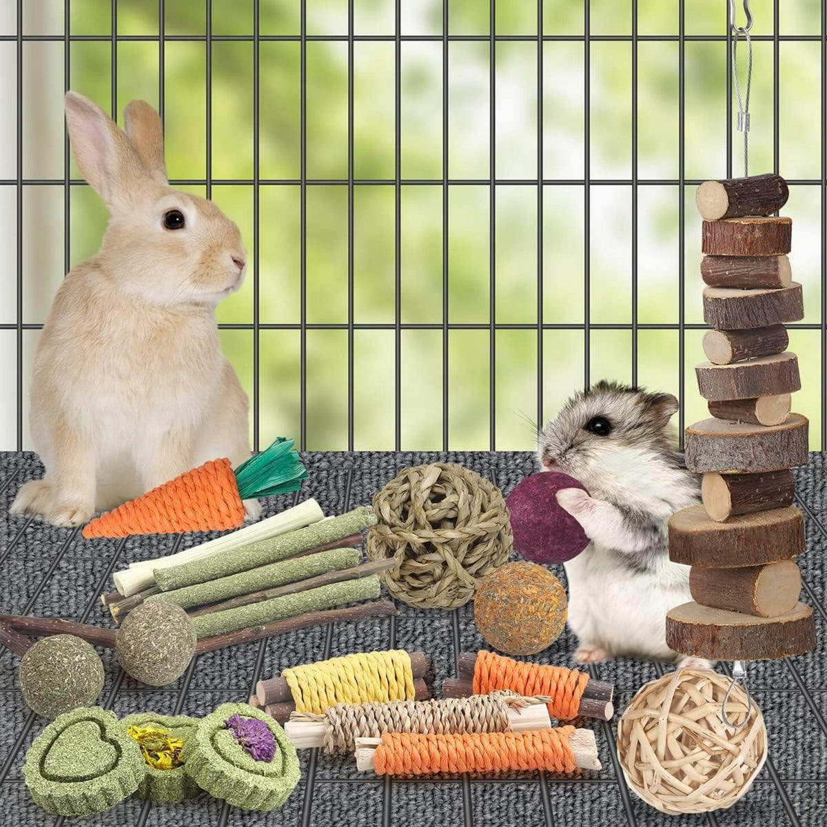 Zahnpflege-Spielzeug für Kaninchen, Meerschweinchen, Hamster