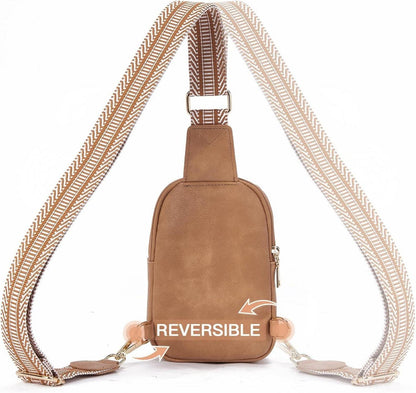 Telena Damen Bauchtasche Crossbody Kunstleder Umhängetasche Sling Bag