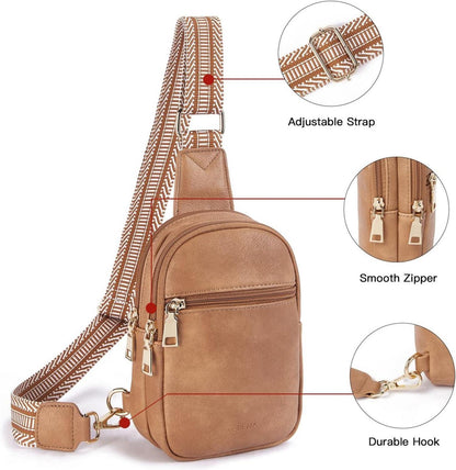 Telena Damen Bauchtasche Crossbody Kunstleder Umhängetasche Sling Bag
