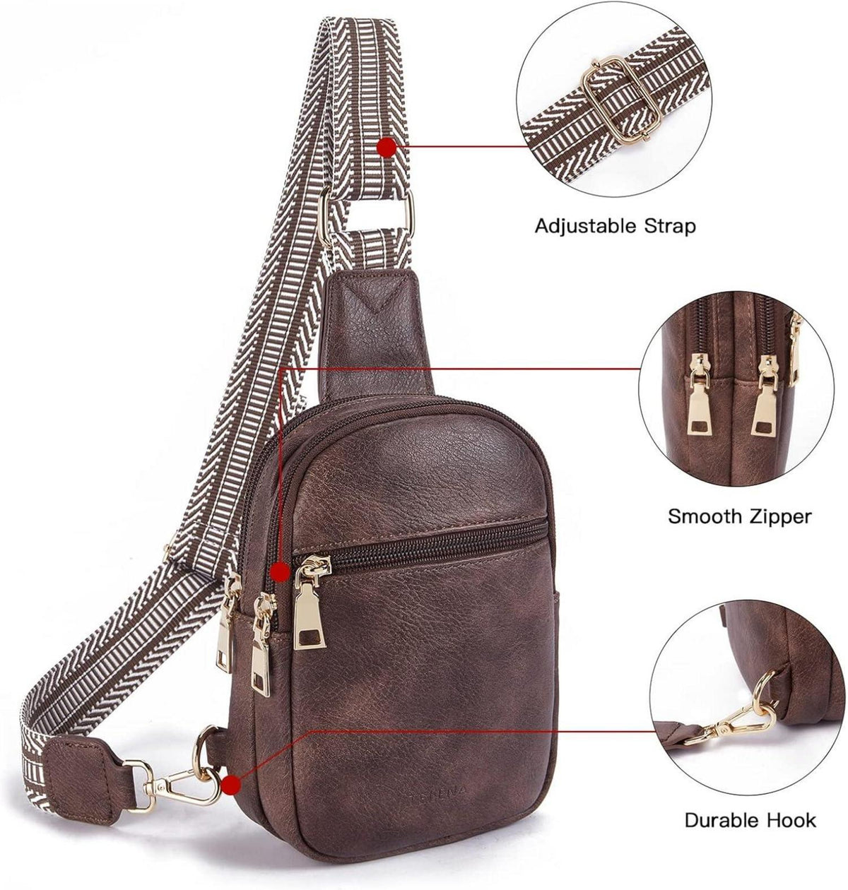 Damen Bauchtasche Crossbody Kunstleder Umhängetasche Schultertasche Klein
