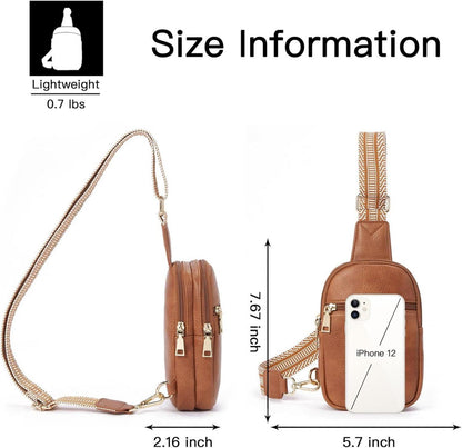 Telena Damen Bauchtasche Crossbody Bag Kunstleder Sling Braun