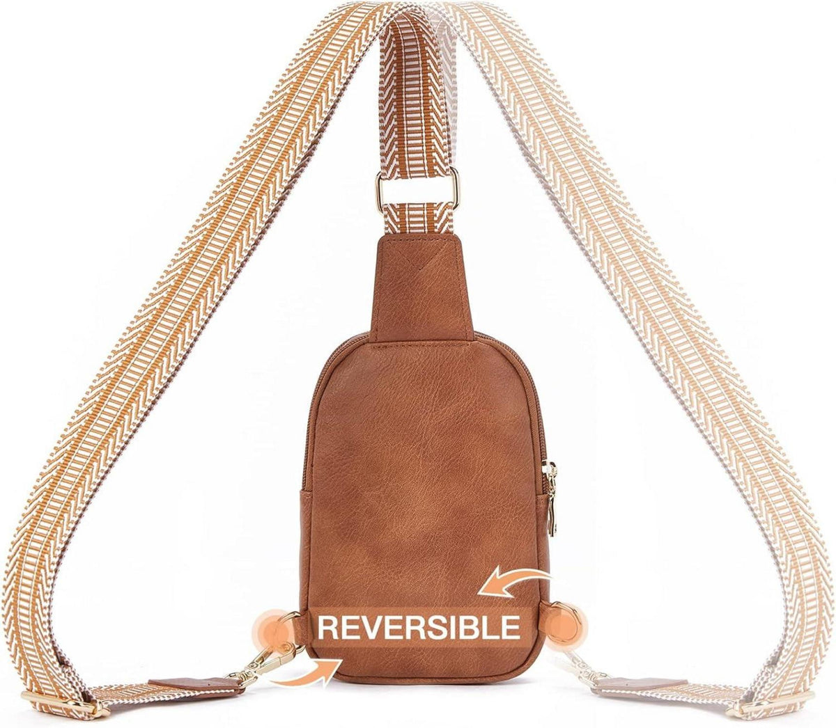 Telena Damen Bauchtasche Brusttasche Crossbody Bag Schultertasche Braun