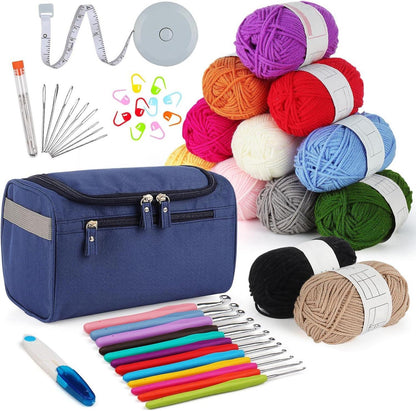 Häkelnadel Set mit 12 Farben Häkelgarn & Zubehör
