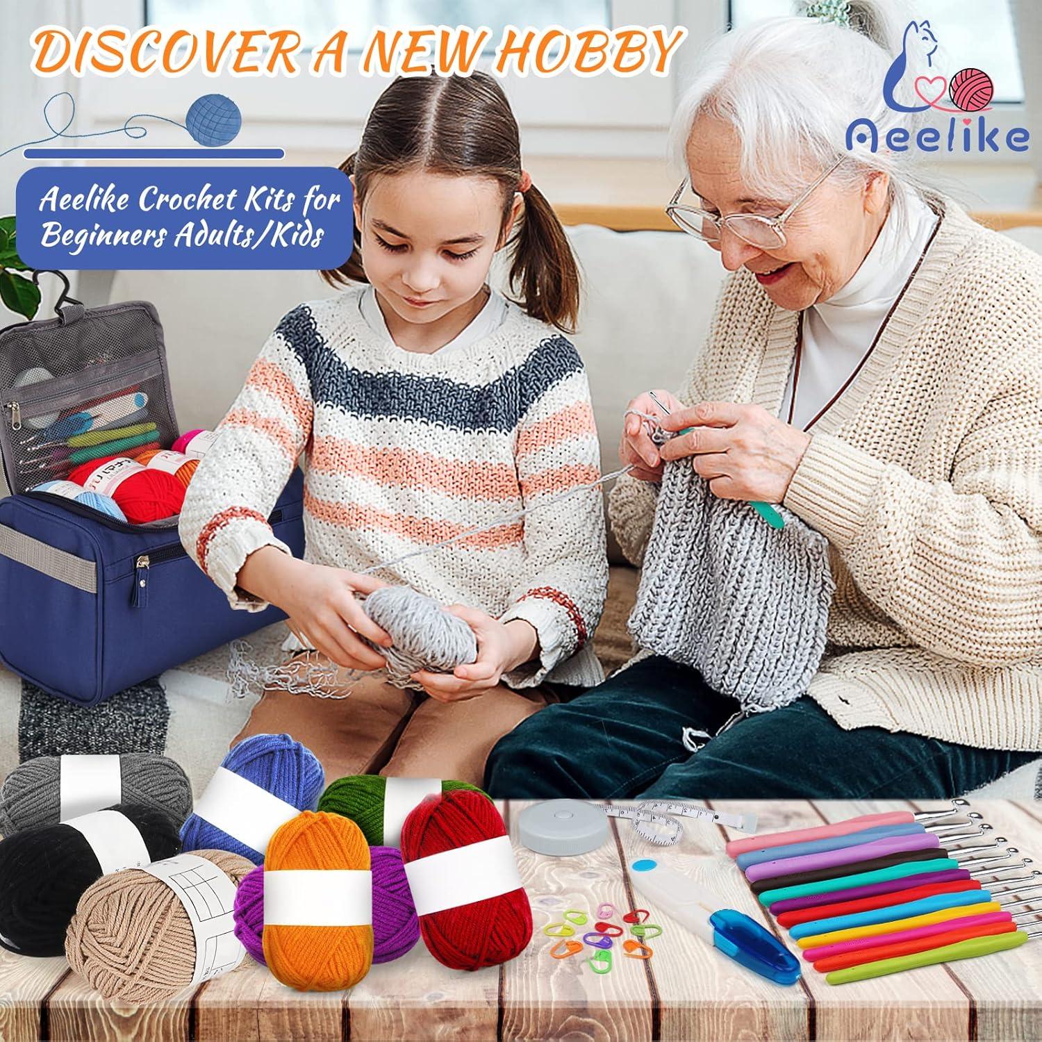 Aeelike Häkelnadel Set mit 12 Farben Garn Ergonomische Griff