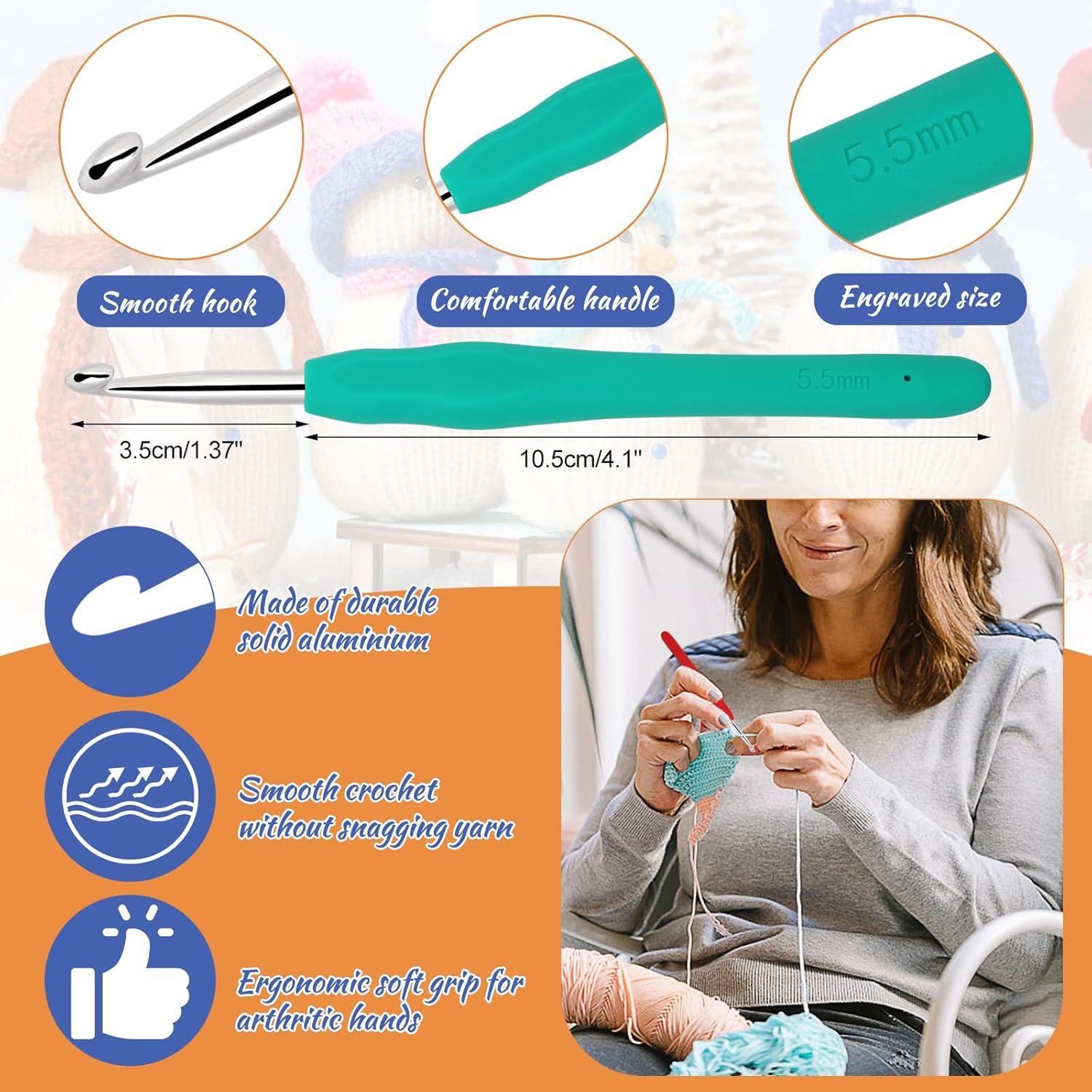 Aeelike Häkelnadel Set 12 Farben mit Garn, 2,0-8,0 mm, Ergonomische Nadeln, Marineblau Tasche, Zubehör