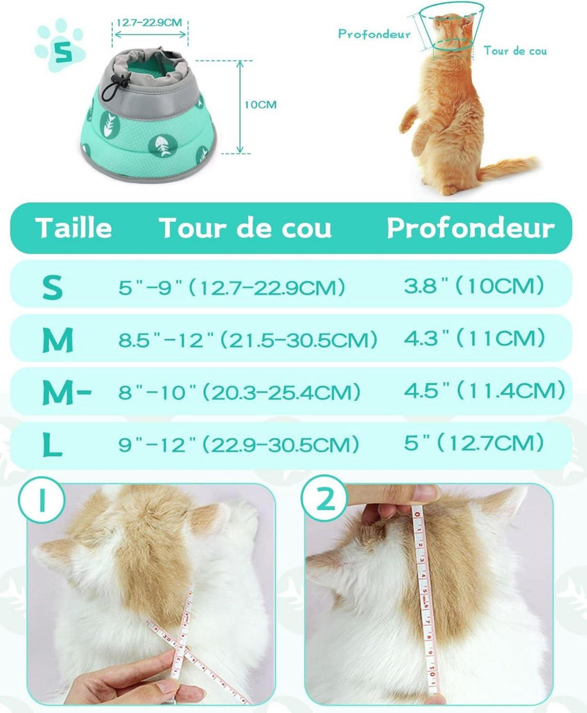 Verstellbare Halskrause Katze Weich Kragen Cone Grün S 12.7-22.9cm