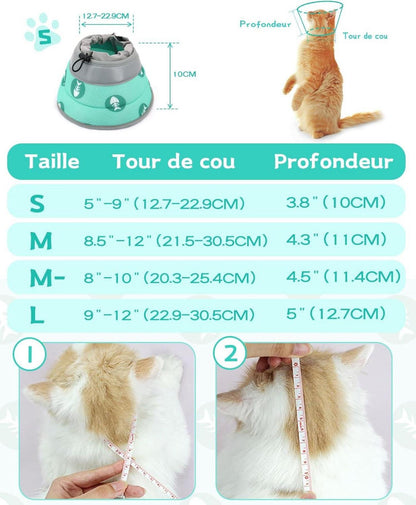 Verstellbare Halskrause Katze Weich Kragen Cone Grün S 12.7-22.9cm