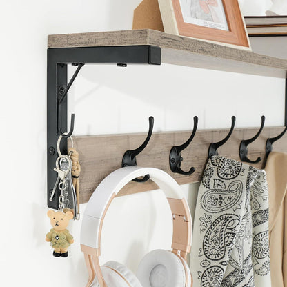 Moderne Wandgarderobe mit 7 Haken und Regalboden