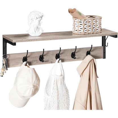 Moderne Wandgarderobe mit 7 Haken und Regalboden
