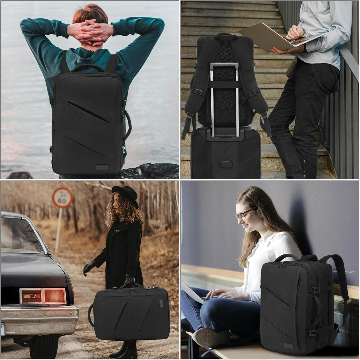 Handgepäck Rucksack Business Laptop 17 Zoll Schwarz Travel Backpack