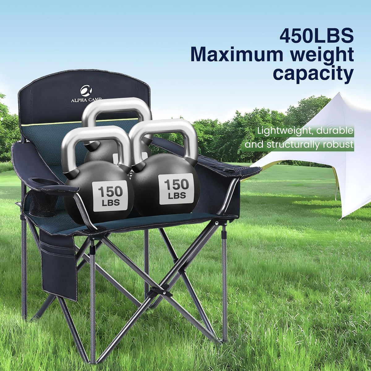 XXL Campingstuhl Faltbar Gepolstert 200kg Belastbarkeit Outdoor Grün