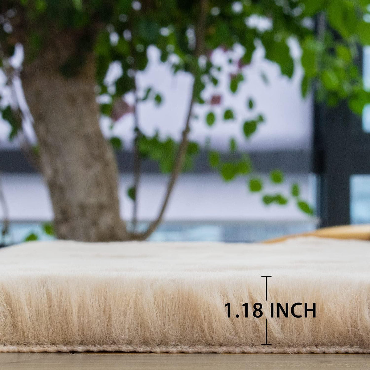 Runder Kunstfell Teppich 240 cm Beige – Flauschig & Weich