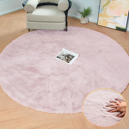 Runder Flausch Teppich Rosa 150cm - Weich & Waschbar