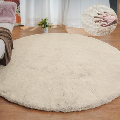 Runder Flauschteppich Beige 180cm – Kuschlig & Waschbar
