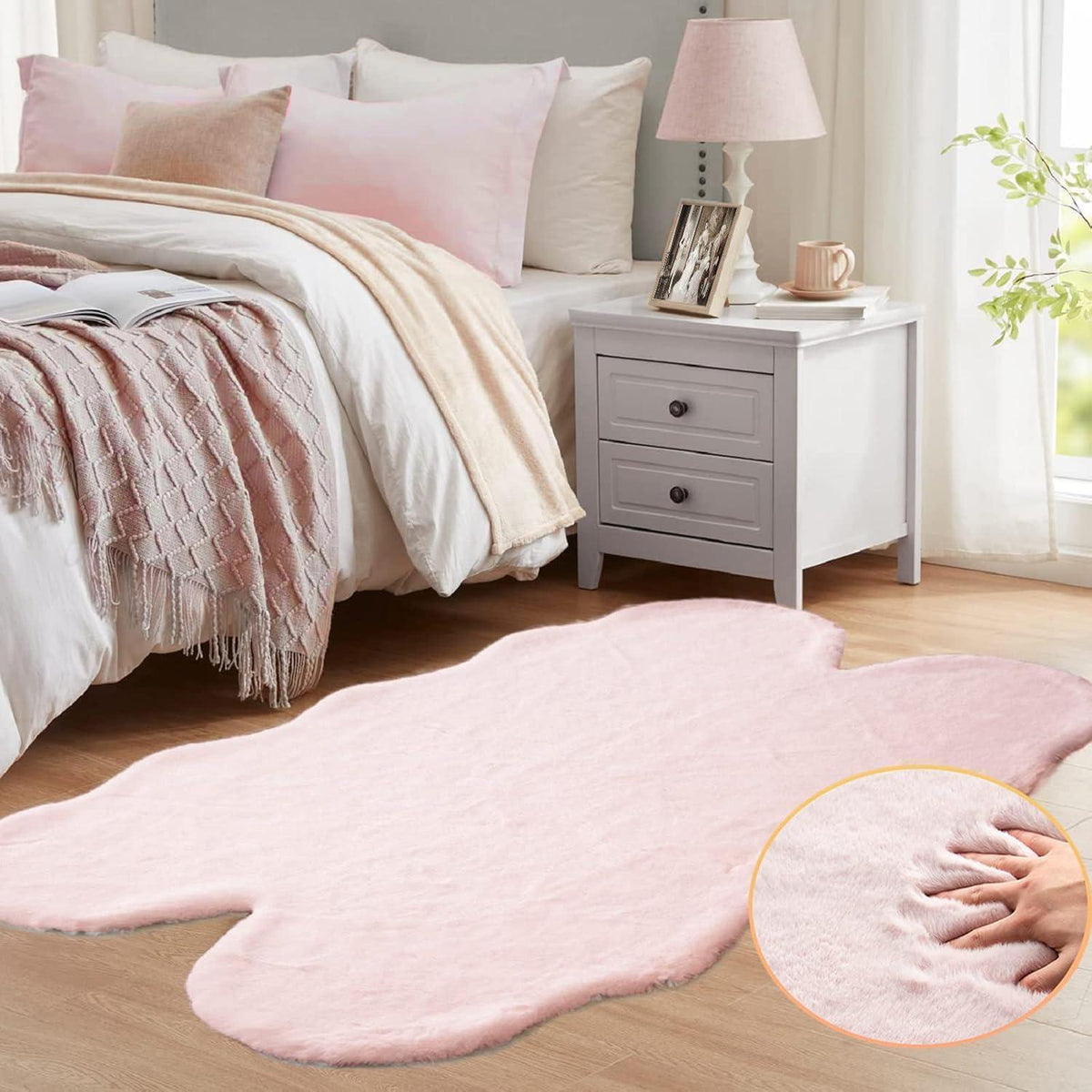 Flauschiger Rosa Fellteppich 120x180 cm - Weich & Waschbar