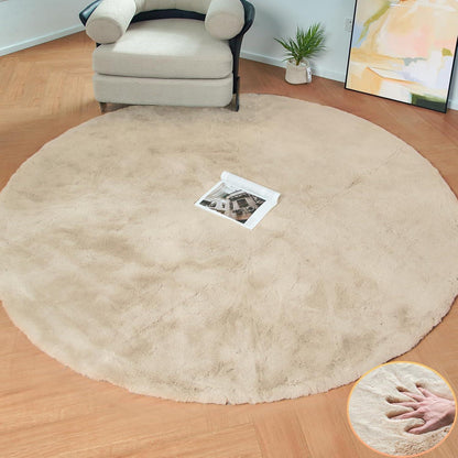 Runder Fellteppich Beige 150cm - Flauschiger Teppich für Schlafzimmer