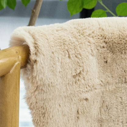 Runder Fellteppich Beige 150cm - Flauschiger Teppich für Schlafzimmer