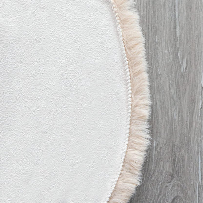 Runder Fellteppich Beige 150cm - Flauschiger Teppich für Schlafzimmer