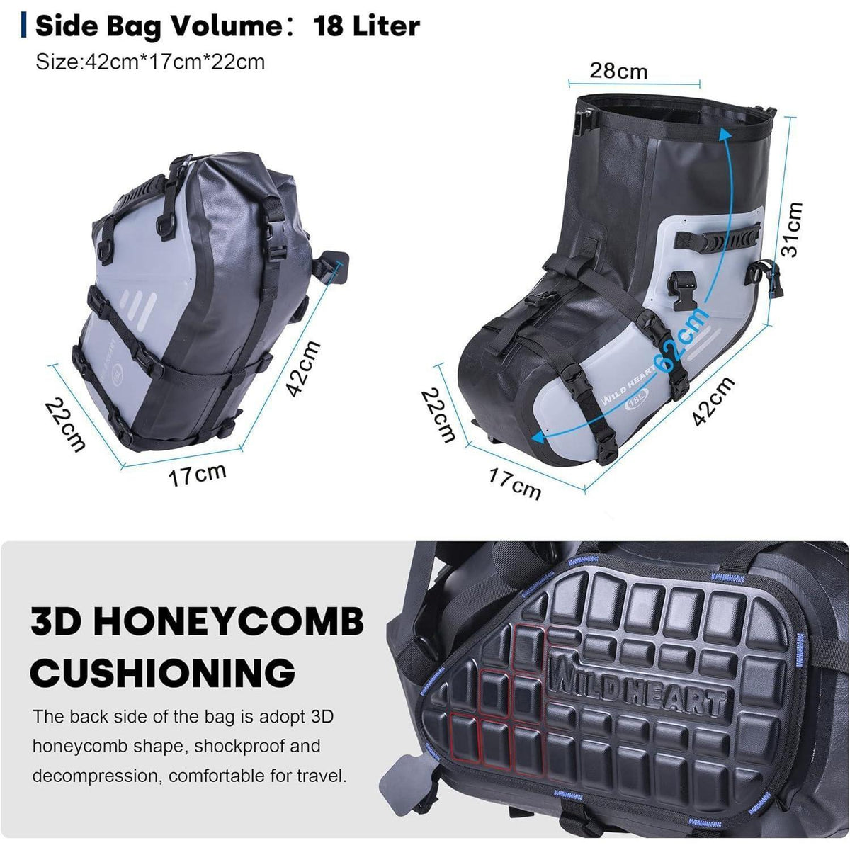 Wasserdichte Motorrad Satteltaschen (2x18L) – Seitentaschen für Abenteuer & Straße