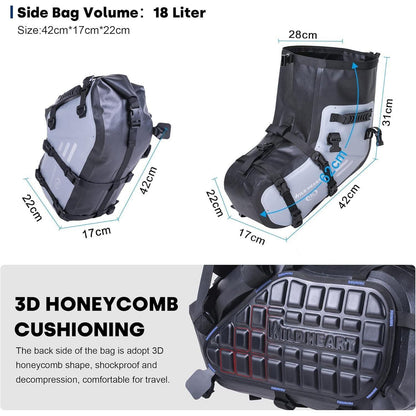Wasserdichte Motorrad Satteltaschen 18L (Grau) – Robust & Vielseitig