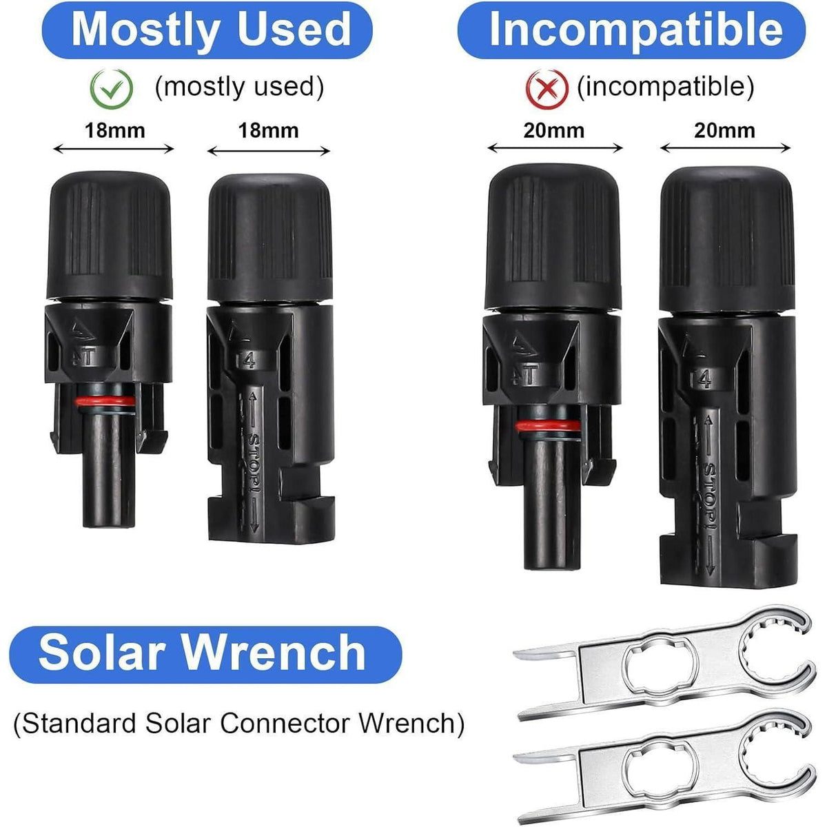 MC4 Steckschlüssel Set für Solarkabel, 2 Stück Aluminium