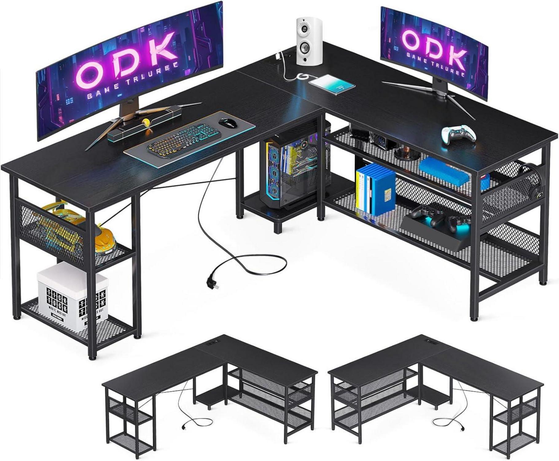 Gaming Schreibtisch L-Form mit Stauraum und integrierter