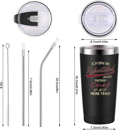 Rentner Geschenk Tasse 2024 Ruhestand Edelstahl Kaffeebecher