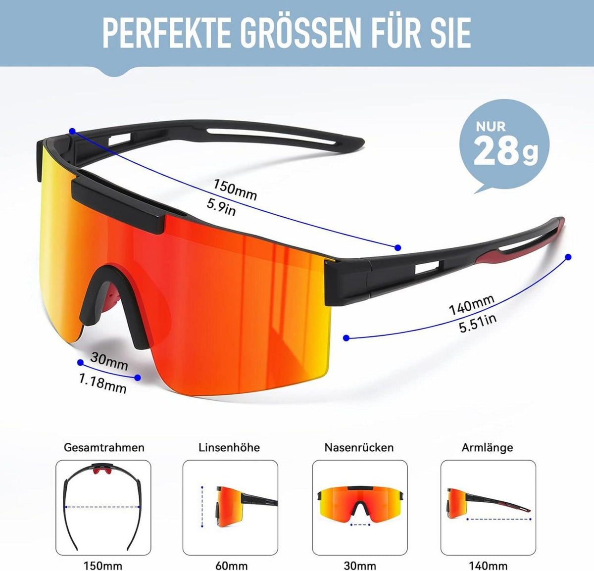 Sportbrille Polarisiert Radsportbrille Schnelle Herren Damen