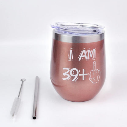 Edelstahl Weinbecher 40. Geburtstagsgeschenk Frauen Rosegold