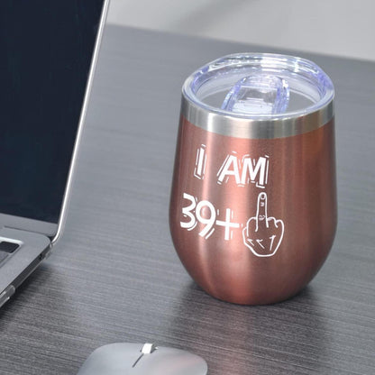 Edelstahl Weinbecher 40. Geburtstagsgeschenk Frauen Rosegold