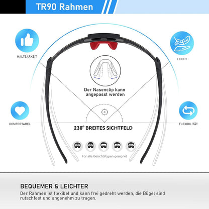 Suoso Sportbrille Polarisiert Radsportbrille UV400 Sonnenbrille - Herren Damen Sportbrille