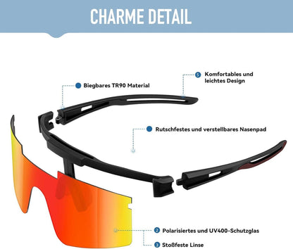 Sportbrille Polarisiert UV400 Fahrradbrille für Herren und Damen