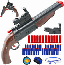 Doppel-Lauf Schaumstoff-Blaster mit Munitionsausstoß, 2-in-1 Dart