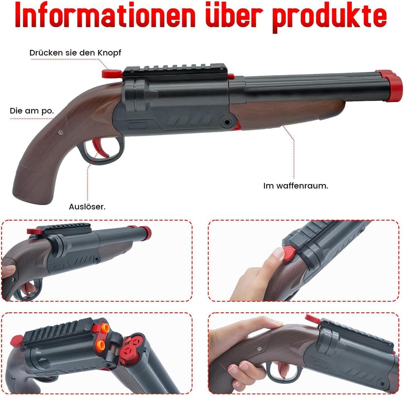Doppel-Lauf Schaumstoff-Blaster mit Munitionsausstoß, 2-in-1 Dart