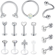 Chirurgenstahl Tragus Helix Piercing Set 14 Stück Silber
