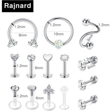 Chirurgenstahl Tragus Helix Piercing Set 14 Stück Silber