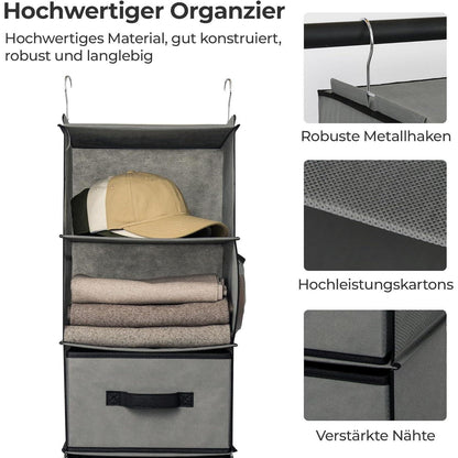 Hängeorganizer mit Schubladen, Grau, Teilbar