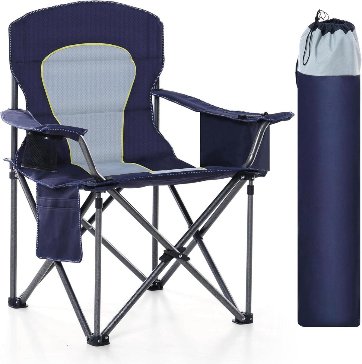 Campingstuhl Faltbar Gepolstert Getränkehalter Armlehnen XXL Outdoor