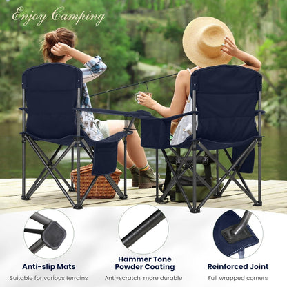 Campingstuhl Faltbar Gepolstert Getränkehalter Armlehnen XXL Outdoor