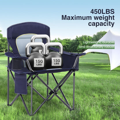 Campingstuhl XXL 200kg Faltbar Gepolstert Getränkehalter Navy Blau