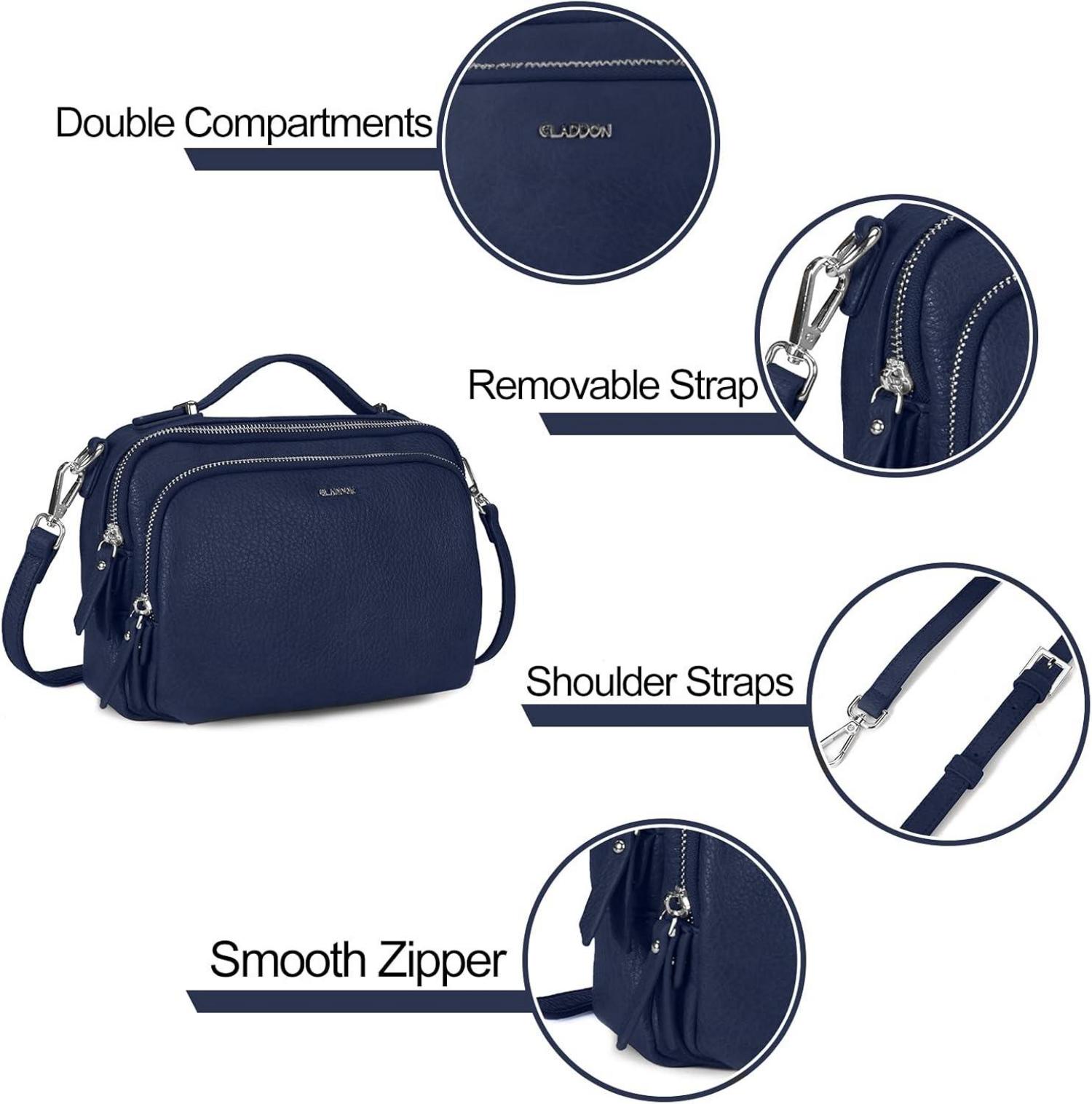 Gladdon Umhängetasche Damen Leder Crossbody Handtasche Navy