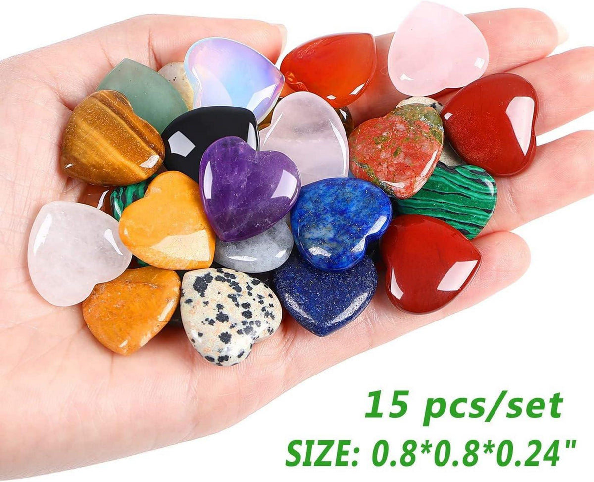Herz Kristalle Set Mutter Geschenk Rosenquarz Amethyst XIANNVXI 15pcs