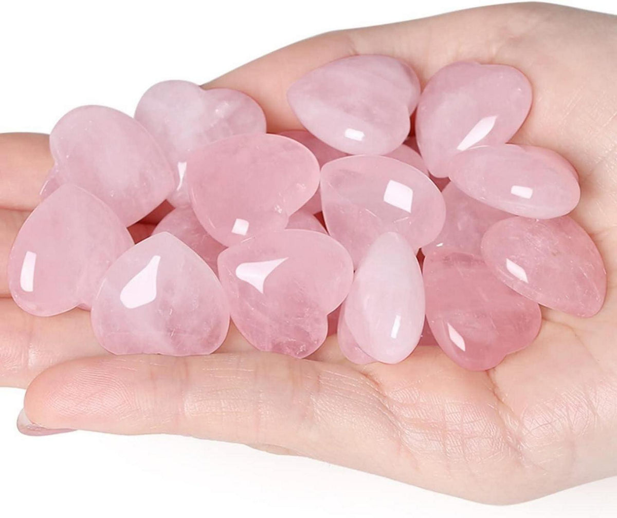 Rosenquarz Herz Kristalle Set Liebe Heilung Edelsteine