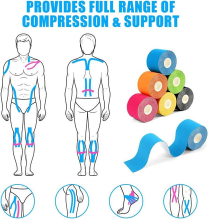 ACWOO Kinesiotapes 6 Rollen Profi Sporttape 5mx3.8 cm wasserfestes