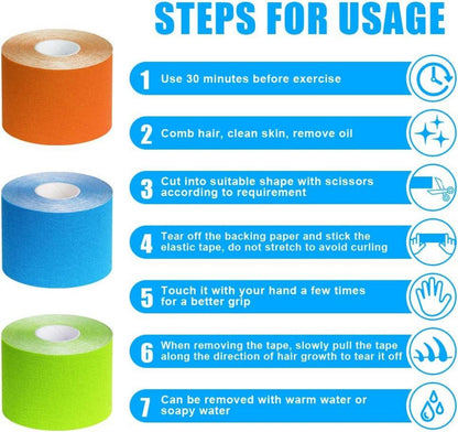ACWOO Kinesiotapes 6 Rollen Profi Sporttape 5mx3.8 cm wasserfestes