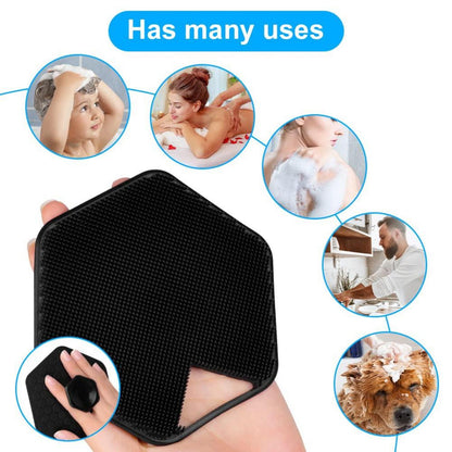 Silikon Badebürste Baby Kopfhaut Body Scrubber Duschbürste Massage Schwarz