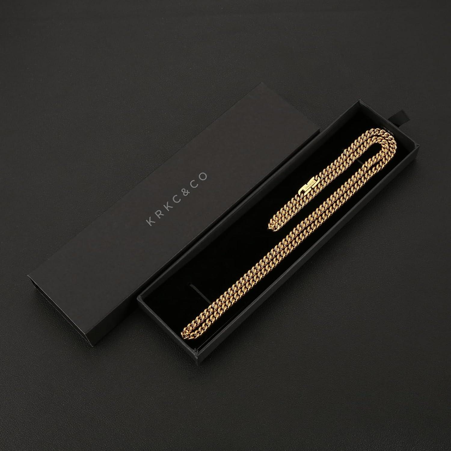Kette Herren Panzerkette Edelstahl 18K Gold Cuban Link Chains