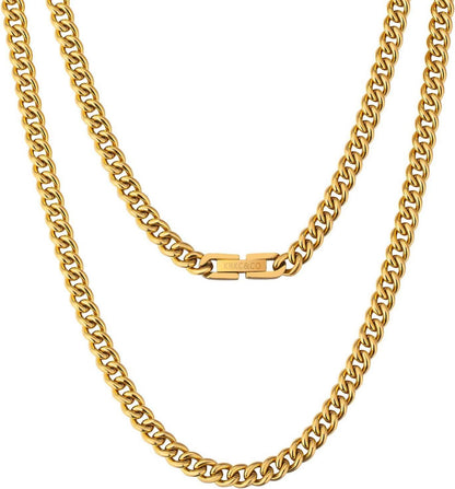 Goldene Panzerkette Herren 5mm Edelstahl Cuban Link Poliert